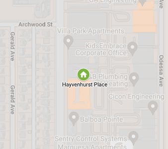 Map showing Hayvenhurst Place Apartments location
